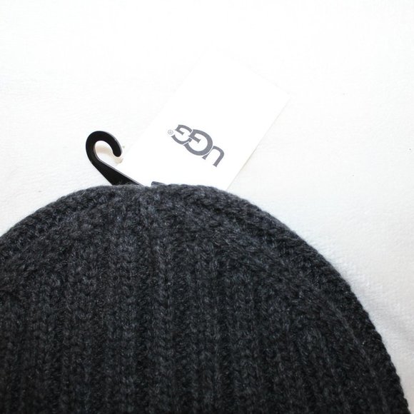 NWT UNISEX WOOL BEANIE LOGO HAT CHARCOAL GRAY MEN WOMEN - Picture 3 of 4